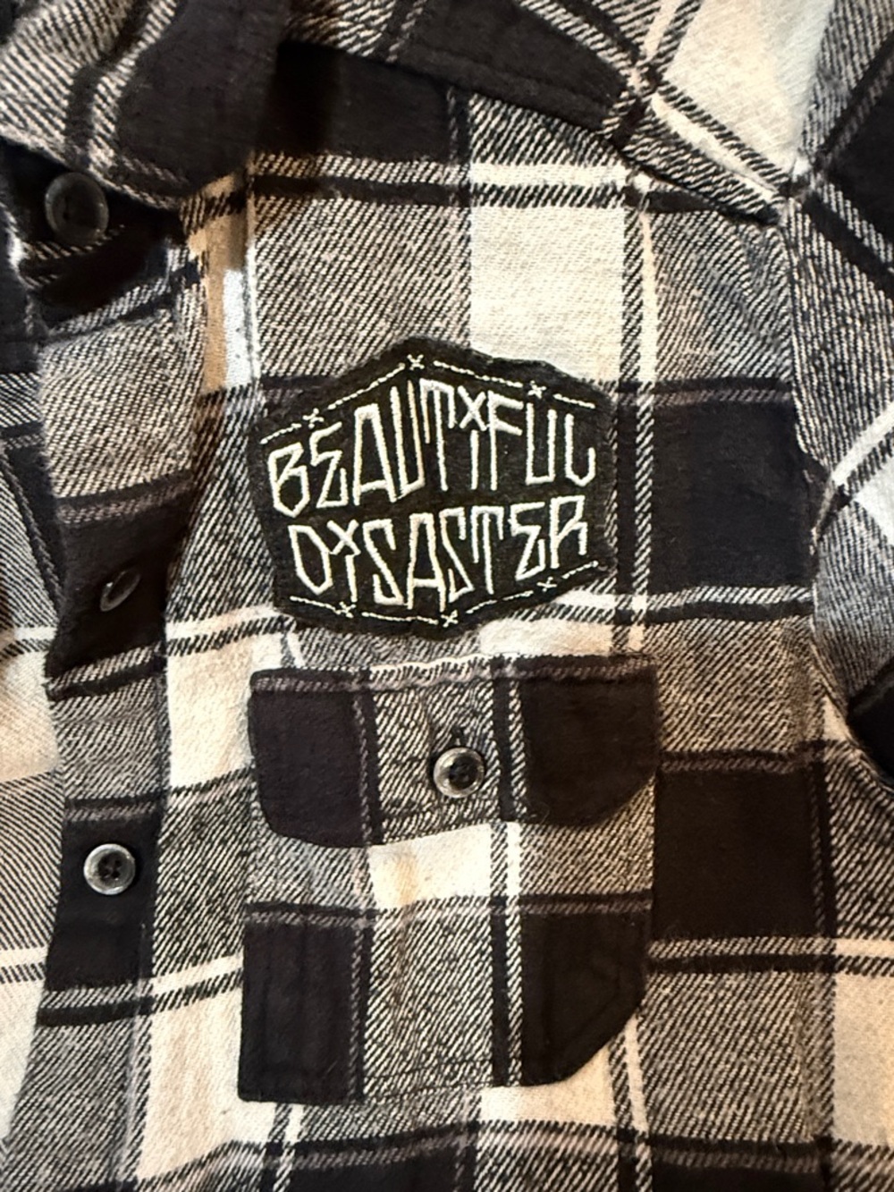 Black & White Plaid Button-Down Shirt Jacket - Picture 3 of 4